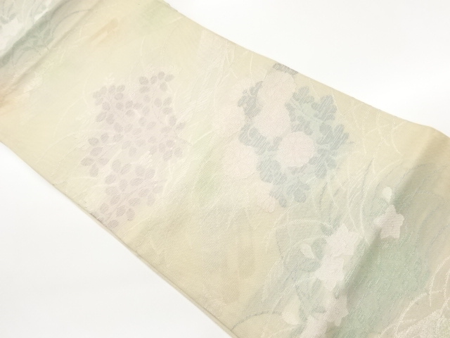 JAPANESE FUKURO OBI FOR SUMMER / WOVEN BALLOON FLOWER